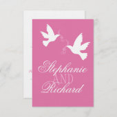 Twee witte liefvogels roze formele bruiloft RSVP (Voorkant / Achterkant)