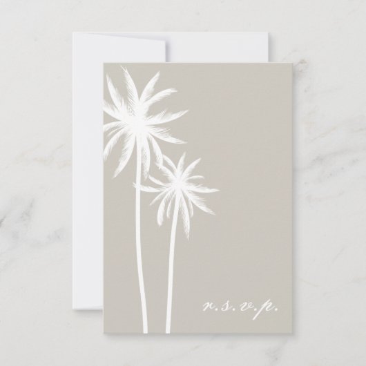 Twee witte palmbomen die RSVP wedden Kaartje (Voorkant)