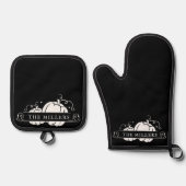 Twee witte pompoenen gepersonaliseerd ovenwant & pannenlap set (Voorkant)