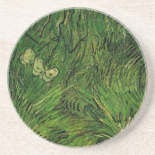 Twee witte vlinders door Vincent van Gogh Zandsteen Onderzetter
