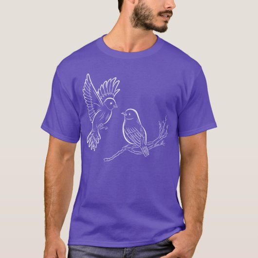 twee witte vrienden vogels t-shirt (Voorkant)