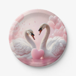 twee witte zwanen papieren bordje