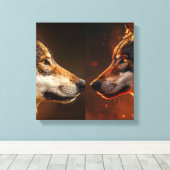 Twee wolven canvas afdruk (Insitu (Houten vloer))