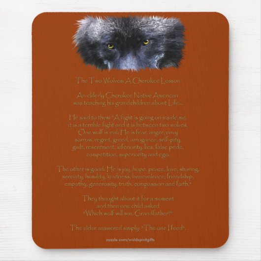 TWEE WOLVEN CHEROKEE TALE Native American Muismat (Voorkant)