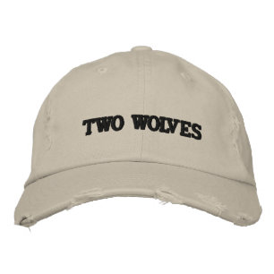 Twee wolven" geborduurde pet