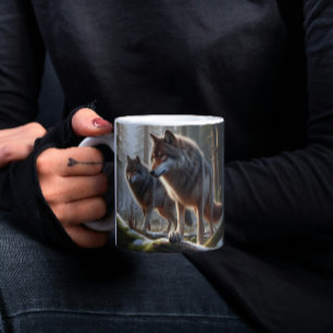 Twee wolven in een bos: majestueuze dieren koffiemok