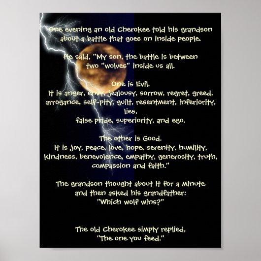 Twee Wolven - Native American Metaphor Poster (Voorkant)