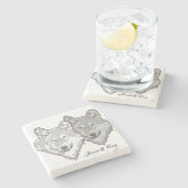 Twee Wolven Onderzetter van de Aangepaste Steen (Zijkant)