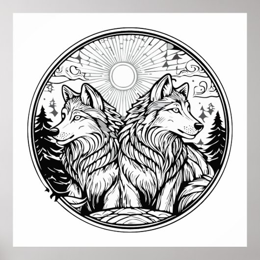 Twee wolven poster (Voorkant)