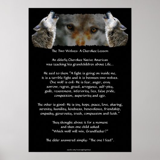 TWEE WOLVES CHEROKEE STORY Wolf Poster (kleiner) (Voorkant)