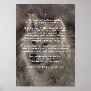TWEE WOLVES CHEROKEE TALE Art Poster