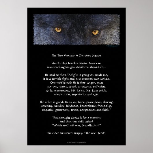 TWEE WOLVES CHEROKEE TALE Art Poster (Voorkant)