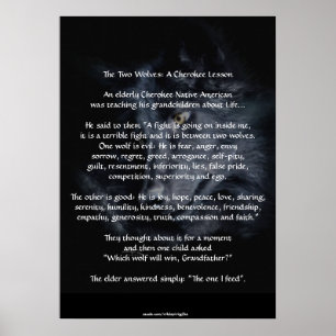TWEE WOLVES CHEROKEE TALE Art Poster