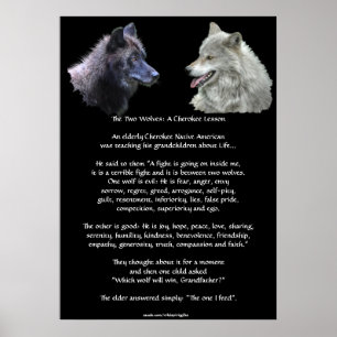 TWEE WOLVES CHEROKEE TALE Art Poster