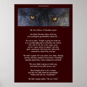 TWEE WOLVES CHEROKEE TALE Art Poster
