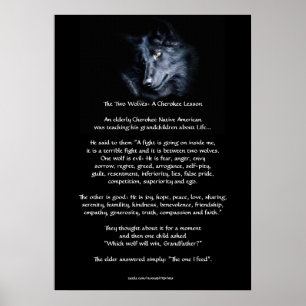 TWEE WOLVES CHEROKEE TALE Art Poster