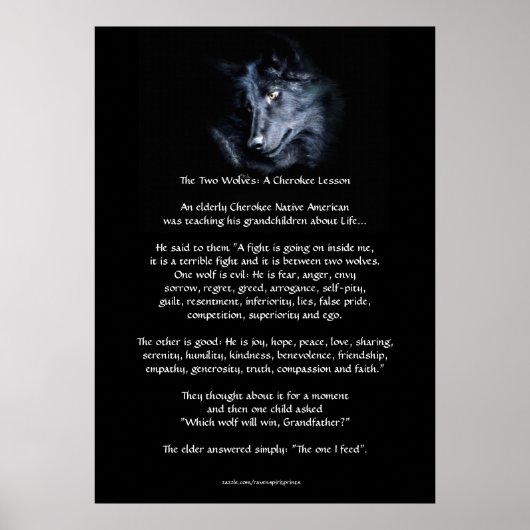 TWEE WOLVES CHEROKEE TALE Art Poster (Voorkant)