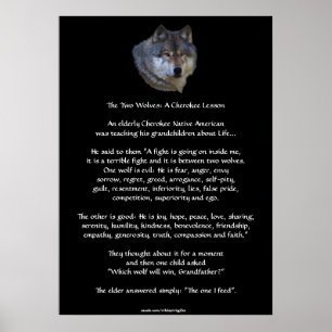 TWEE WOLVES CHEROKEE TALE Art Poster