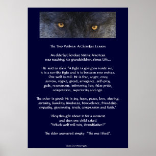 TWEE WOLVES CHEROKEE TALE Art Poster