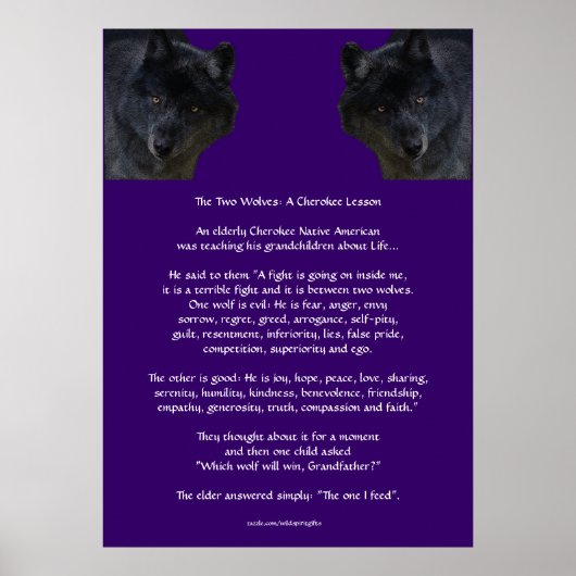 TWEE WOLVES CHEROKEE TALE Native American Poster (Voorkant)