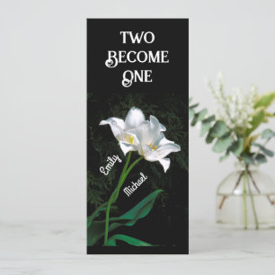 "TWEE WORDEN ÉÉN" —2 VERWEVEN WITTE TULPEN KAART