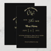 Twee worden één Gold Script Black Save-the-Date Kaart (Voorkant / Achterkant)