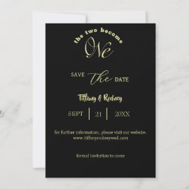 Twee worden één Gold Script Black Save-the-Date Kaart