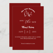Twee worden één wit script Bourgondië Save-the-Dat Kaart (Voorkant / Achterkant)