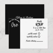 Twee worden een zwart-wit bruiloft RSVP kaartje (Voorkant / Achterkant)