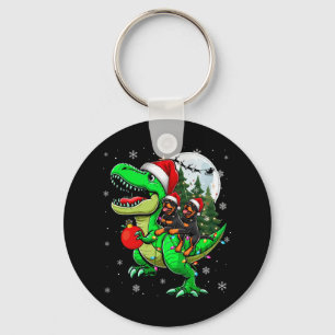 Twee Xmas Rottweilers Rijden T-rex Rendier Lover K Sleutelhanger