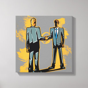 Twee zakenlui die handen schudden canvas afdruk