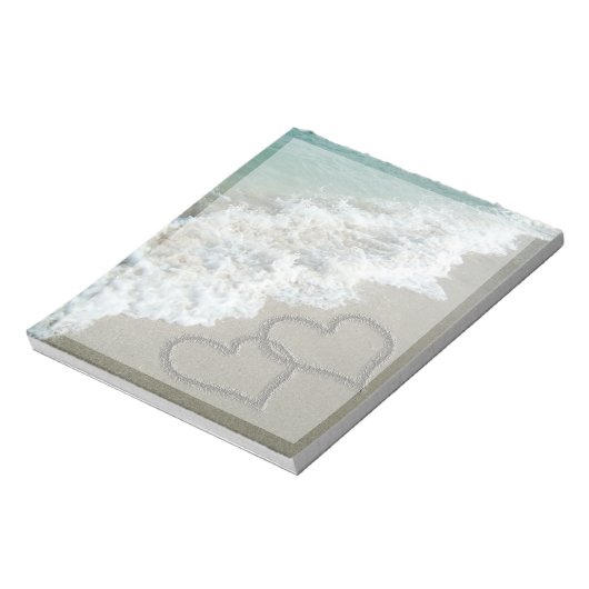 Twee Zand-harten op het strand Notitieblok (Gedraaid)