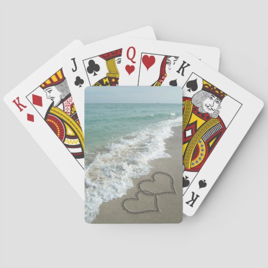 Twee zandharten op het strand pokerkaarten (Achterkant)