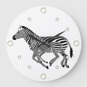 Twee Zebra wandklok Grote Klok