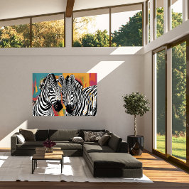 Twee Zebra's Modern Art Poster