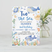 Twee Zee Ocean Animals Boy Verjaardag Kaart (Staand voorkant)