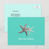 Twee Zee Stars Turquoise Nieuw Adres Aankondigingskaart (Voorkant / Achterkant)