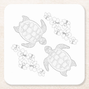 Twee Zee turtles - Onderzetter voor volwassen kleu