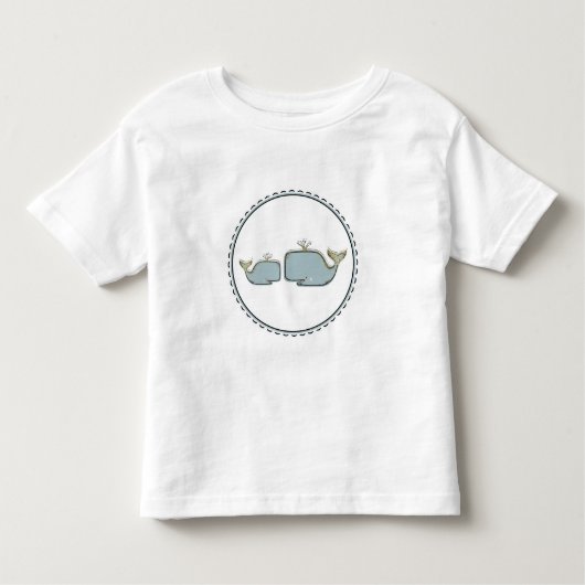 Twee Zee Walvissen Blauw & Goud Boetiek 1e Verjaar Kinder Shirts (Voorkant)