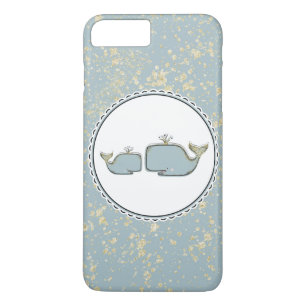 Twee Zee Walvissen Blauw & Goud Boutique iPhone 8 Plus / 7 Plus Hoesje