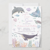 Twee Zeeen Dolphin Narwhal Zee leven tweede verjaa Kaart (Voorkant)