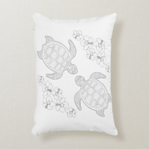 Twee Zeeen schildpadden Volwassen Kleurkussen Decoratief Kussen