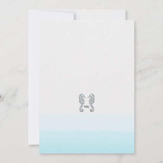 Twee zeepaarden Elegant Beach Weddenschap Kaart (Achterkant)
