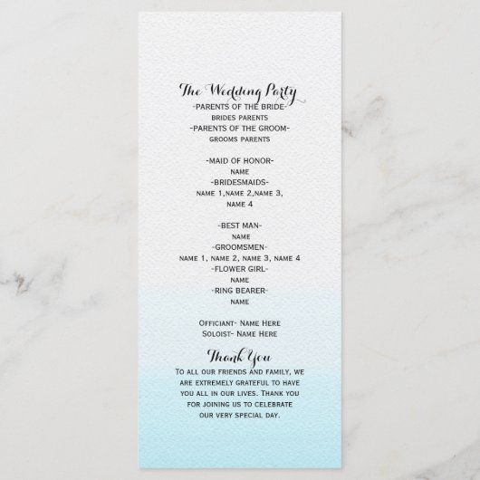 Twee Zeepaardjes Elegant Strand Wedding Program Ra Programma (Achterkant)