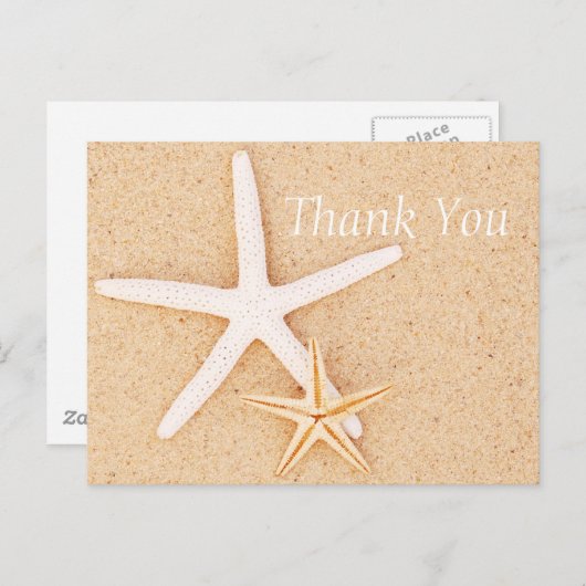 Twee zeesterren op een strand Dank u Briefkaart (Voorkant / Achterkant)