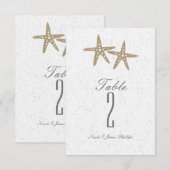 Twee Zeesterren Strand Bruiloft Bruid Tafel Nummer Kaart (Voorkant / Achterkant)