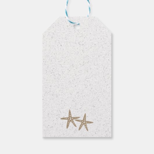 Twee zeesterren strand Vrijgezellenfeest bruiloft Cadeaulabel (Achterkant)