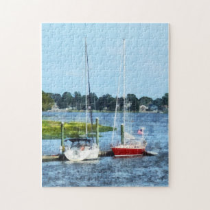 Twee zeilboten aangemeerd in Norwalk, CT Legpuzzel