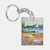 Twee zeilboten en Cottage Sleutelhanger (Voorkant Links)
