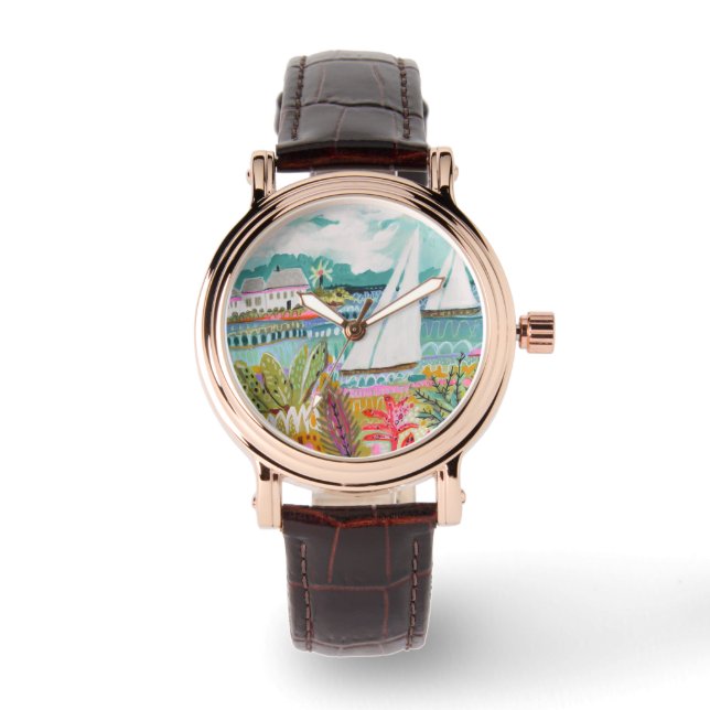 Twee zeilboten horloge (Voorkant)